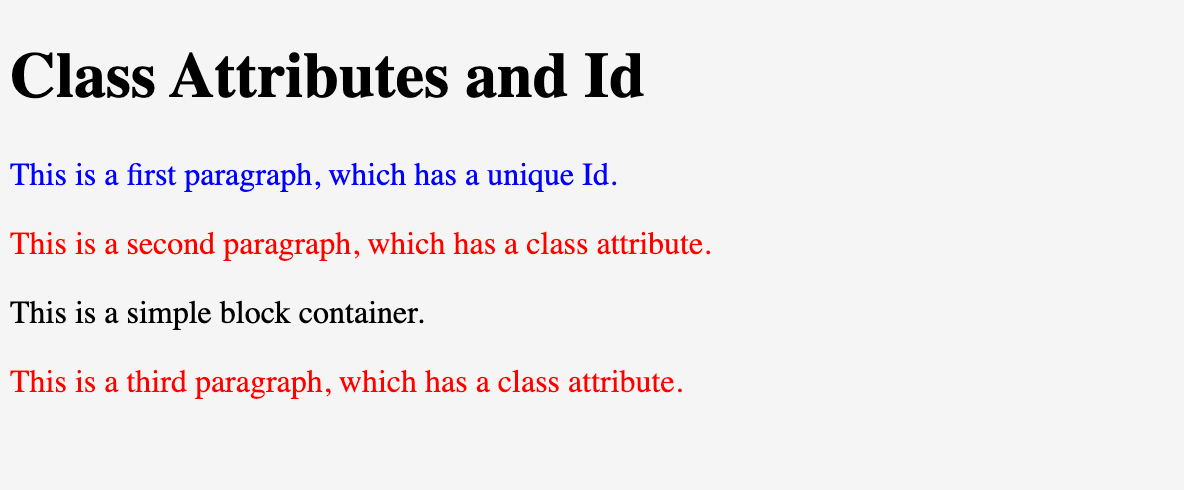 HTML: Class attribute and Id